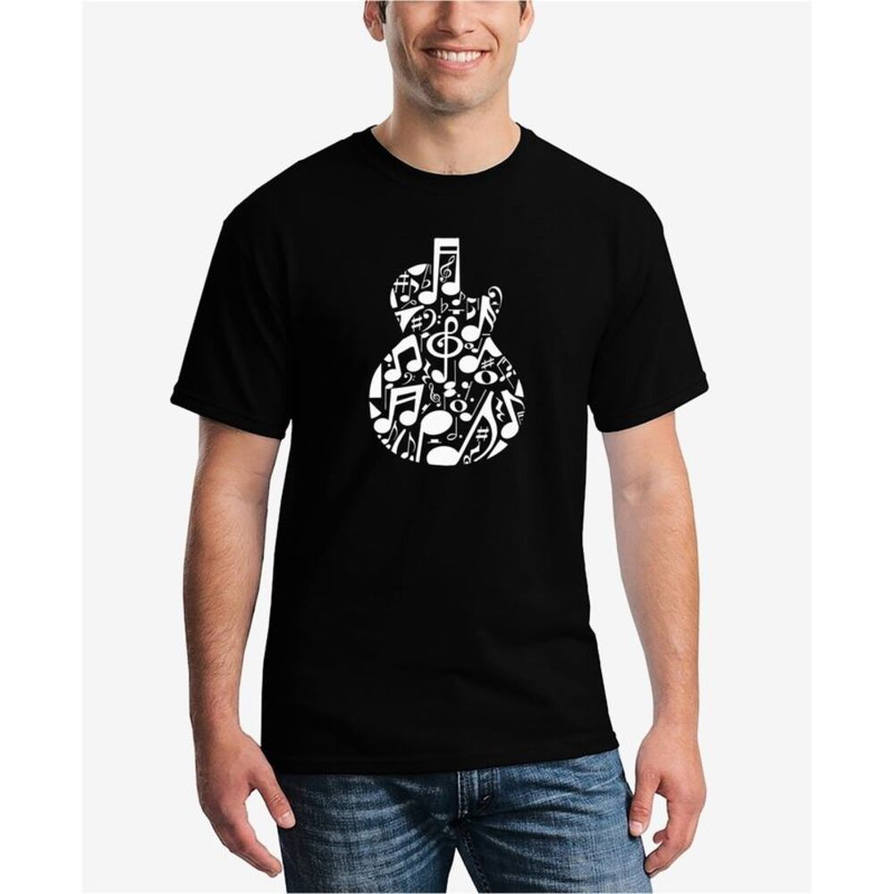LA POP ART Mens Music Notes Guitar Graphic T-Shirt, NWT